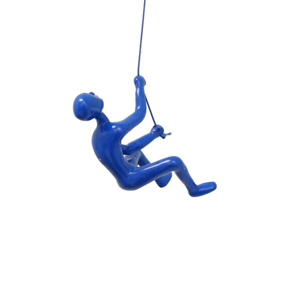 Climbing Man Home Decor Classic Wall-Art Sculpture | 1-Piece | Blue | - Picture 1 of 5
